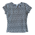 Vintage 1990s La Bonita Geometric Print Sheer T-shirt | Extra-Small