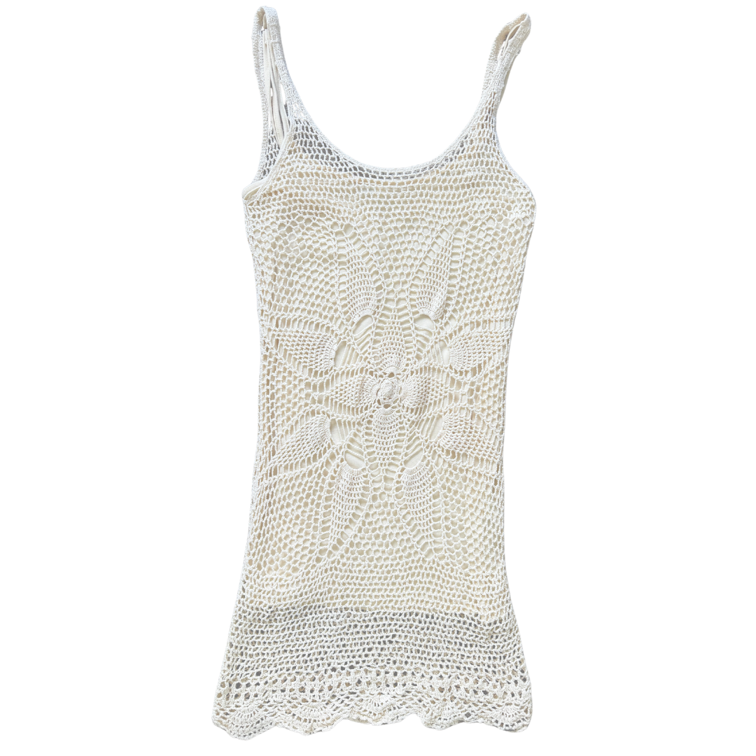 Vintage Y2K Volcom Cream Crochet Dress | Medium