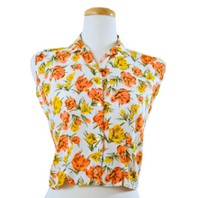 Load image into Gallery viewer, Sleeveless Button Down Blouse with Yellow and Orange Flowers | Extra-Small / Small

