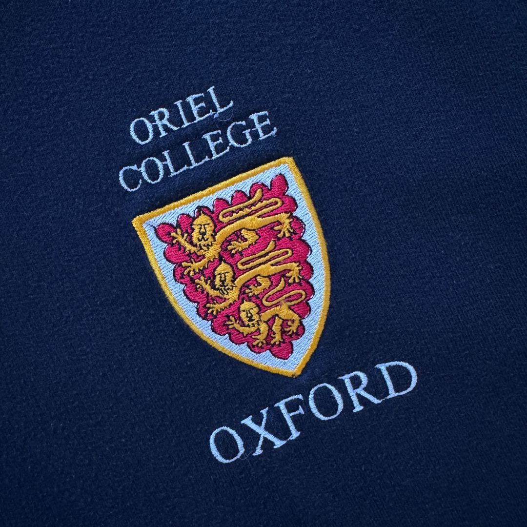 Oriel College Oxford Navy Hooded Sweatshirt | Large / Extra-Large
