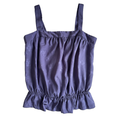 Vintage 80s Purple Satin Floral Peplum Tank Top | Small