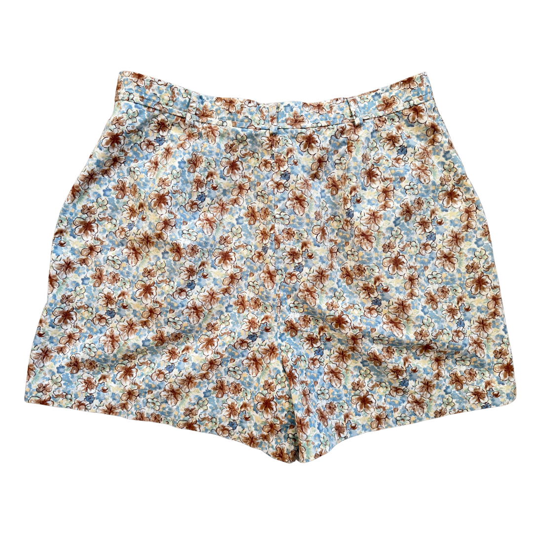Lizsport Brown and Blue Floral Shorts | Large / Extra-Large
