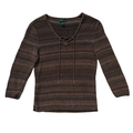 Vintage Y2K Ralph Lauren Brown Stripe Lace-Up Sweater | Small