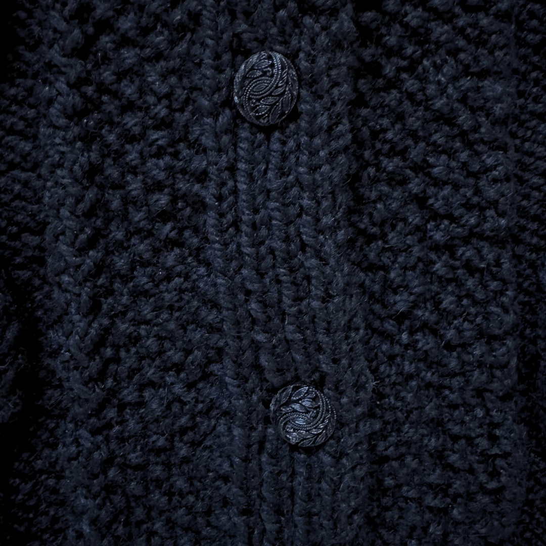 Black Wool Chunky Knit Vest | Medium - Large