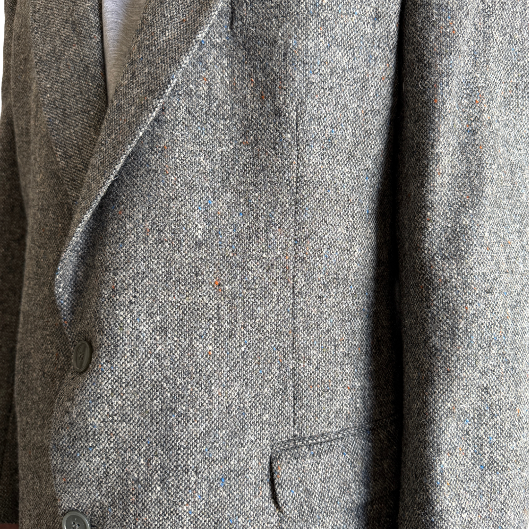 Men's Dark Gray Marled Wool Blazer | Extra-Large