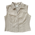 Vintage 90s Y2K Tradition Beige Sleeveless Eyelet Blouse | Large
