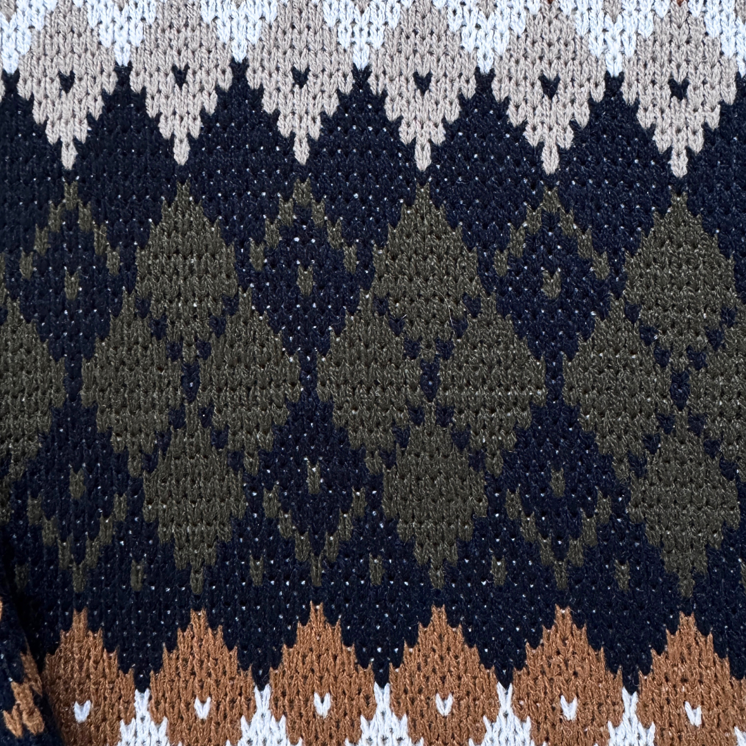 Johnathan Bryan Orange, Black and White Abstract Print Sweater | Medium