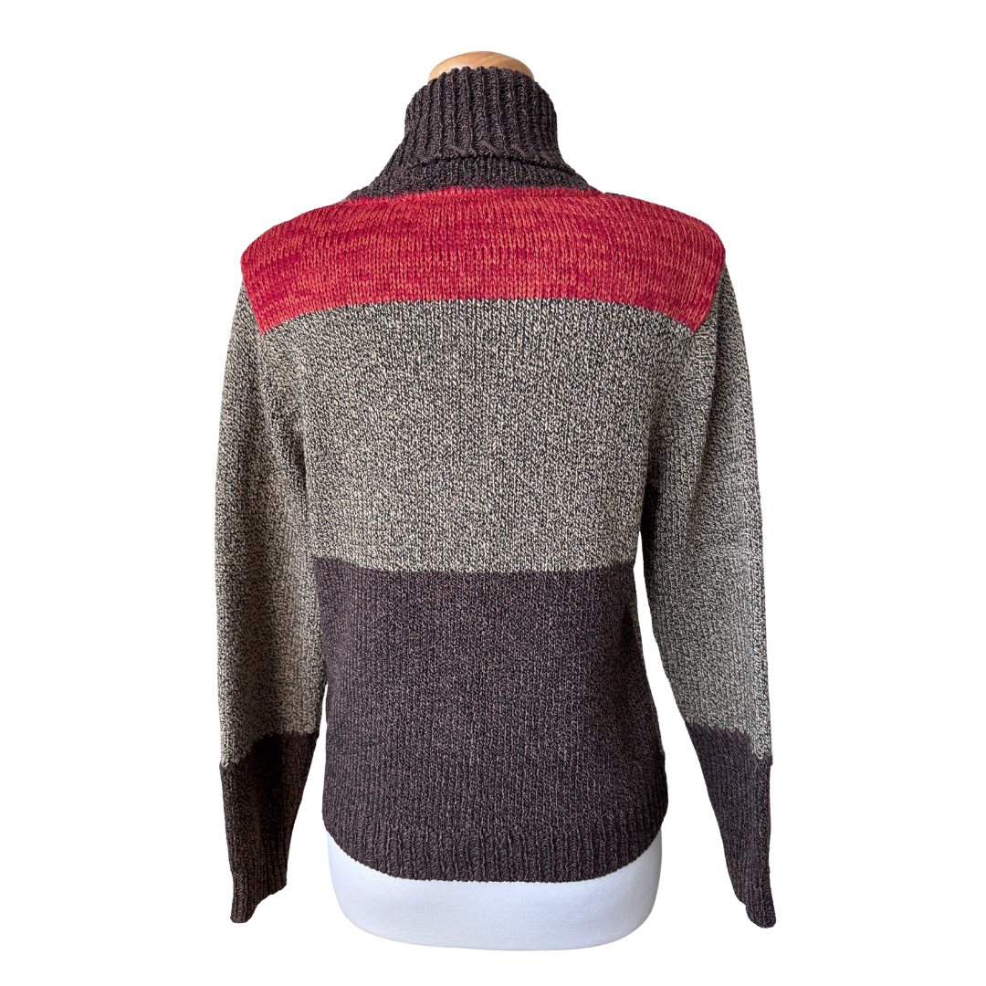 Alia Brown and Orange Patchwork Cardigan | Small - Medium