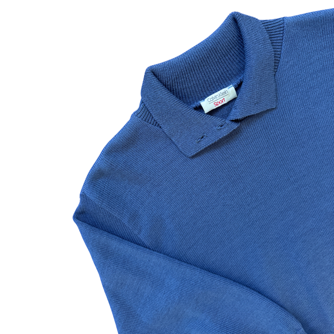 Calvin Klein Blue Wool Blend High Neck Sweater | Extra-Small / Small