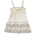 SASS Lace Trim Silk Dress with Crochet and Embroidered Floral Detail | Small - Medium 