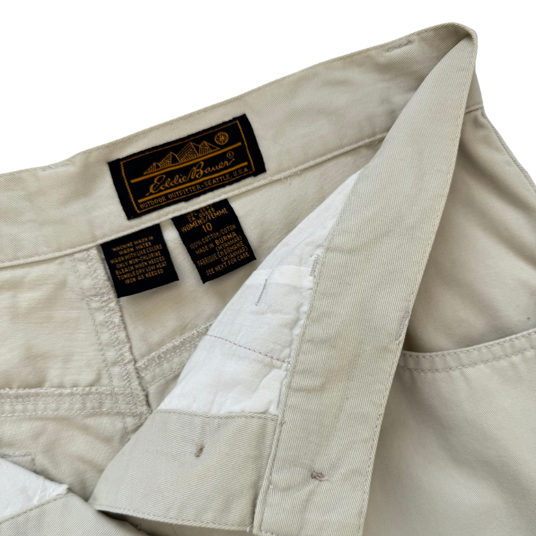 Eddie Bauer Beige Cotton Button Front Maxi Skirt | Medium