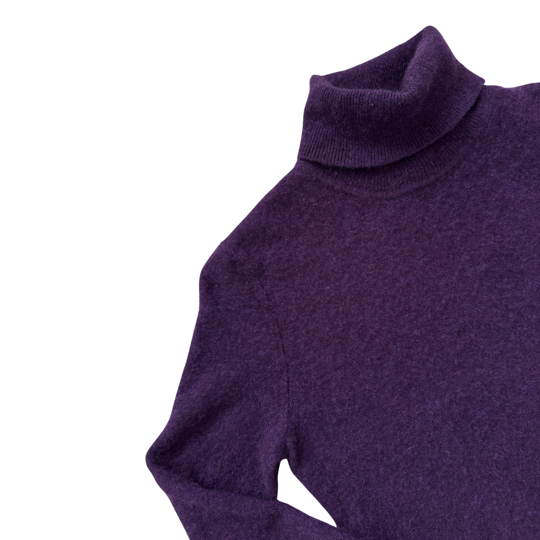 Lord & Taylor Royal Purple Cashmere Turtleneck Sweater | Extra-Small