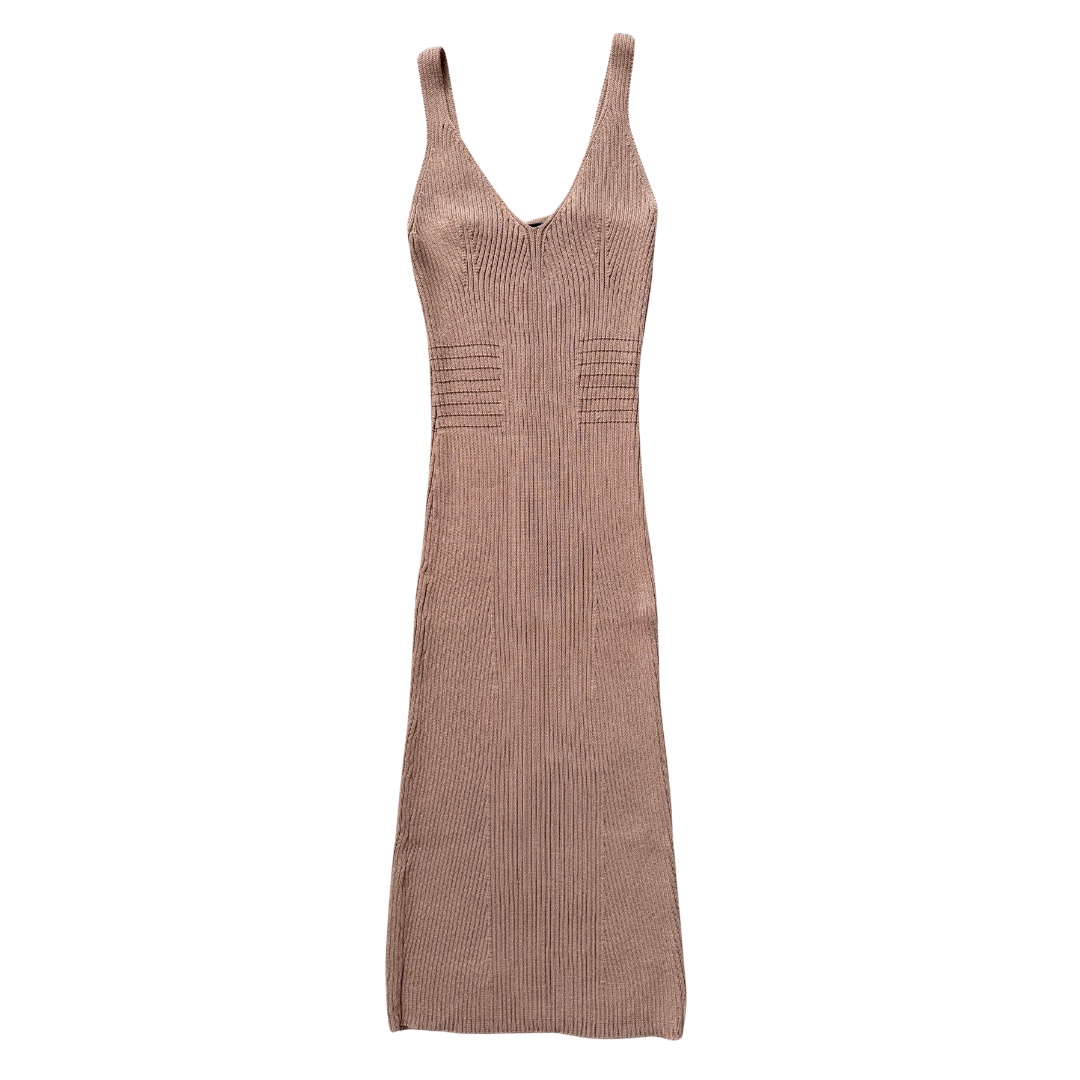Vintage Y2K Guess Nude Bodycon Midi Bandage Dress | Extra-Small