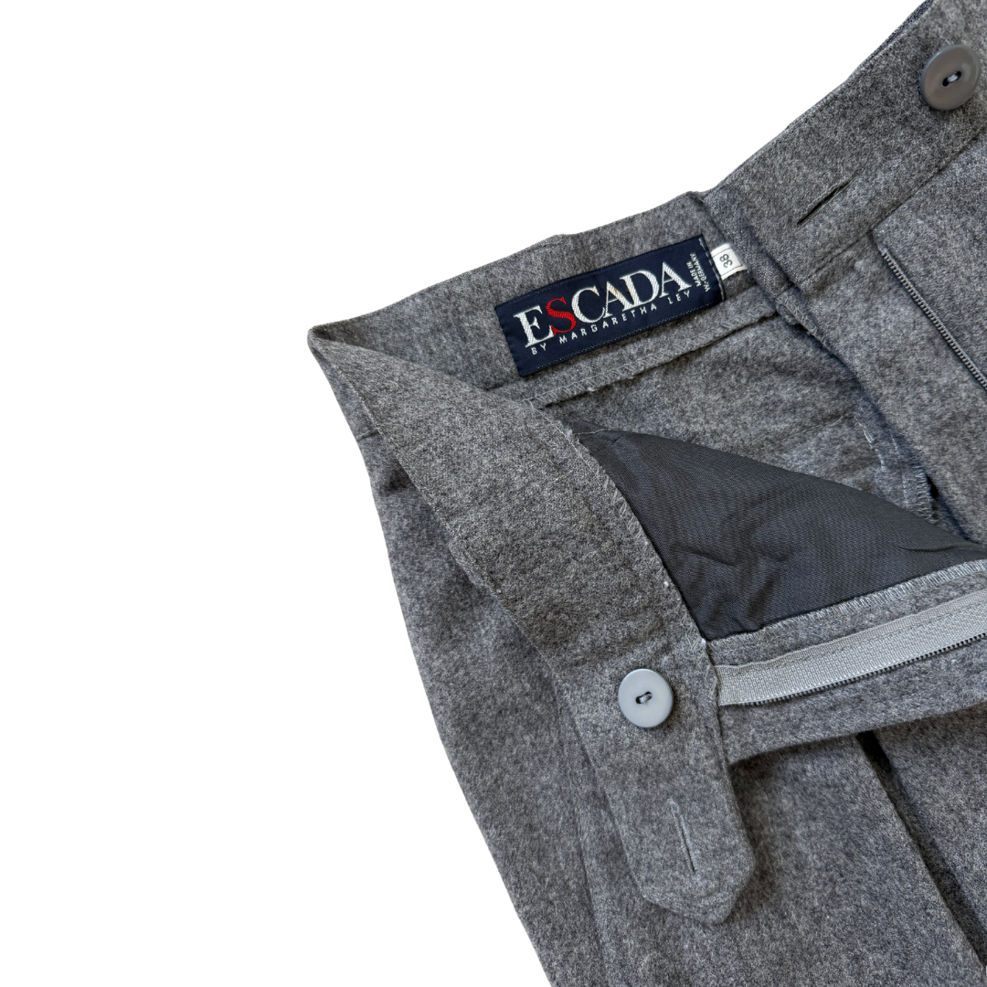 Escada Grey Wool Pleated Dress Pants | 38 (Medium-Large)
