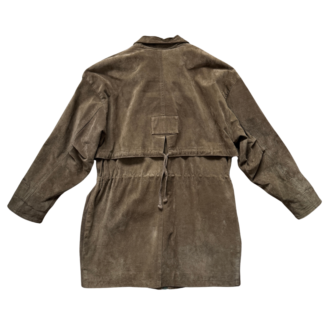 Margaret Godfrey Bagatelle Olive Suede Coat | Medium-Large