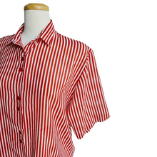 Load image into Gallery viewer, Red and White Striped Short Sleeve Blouse | Large / Extra-Large
