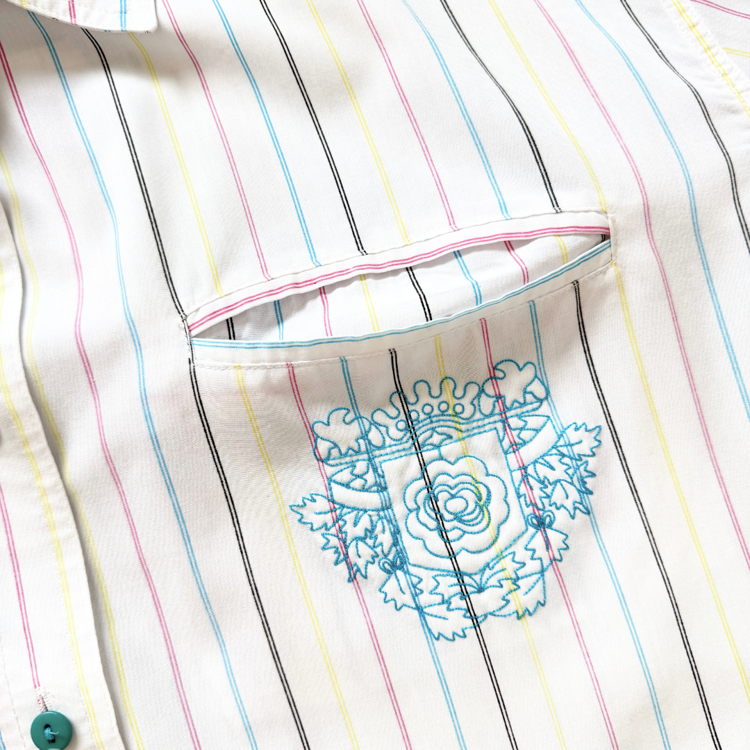Men's Diamond Hill White Multicoloured Pinstripe Button Down Shirt | Extra-Large