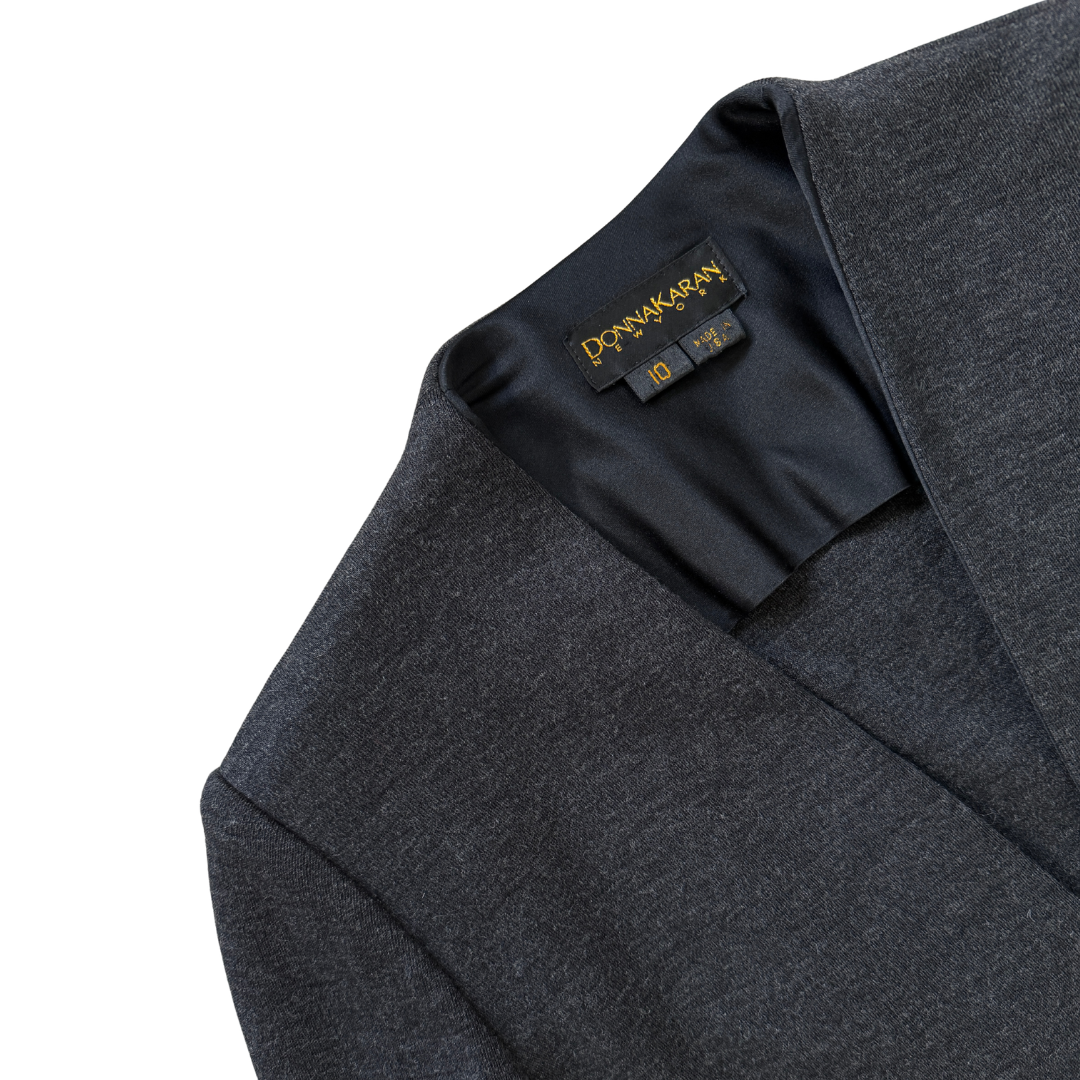 Donna Karan Dark Grey Marled Wool Blazer | 10 (Medium-Large)