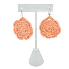 Load image into Gallery viewer, Recycled Peach Floral Doilie Earrings
