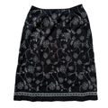 Vintage 90s Y2K Nygard Collection Black Maxi Skirt with White Embroidered Floral | Large / Extra-Large
