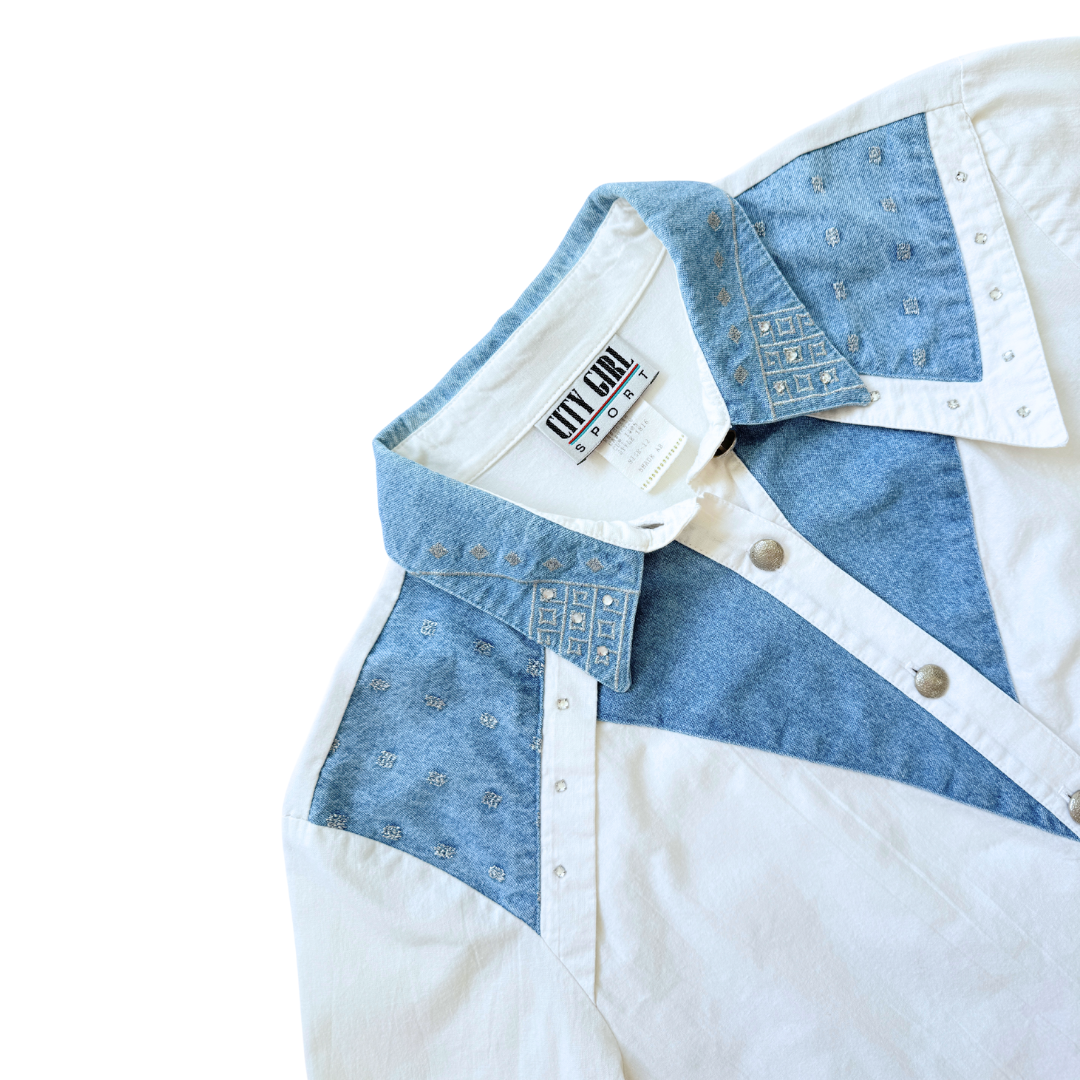 City Girl Sport Cotton and Denim Blouse | Large