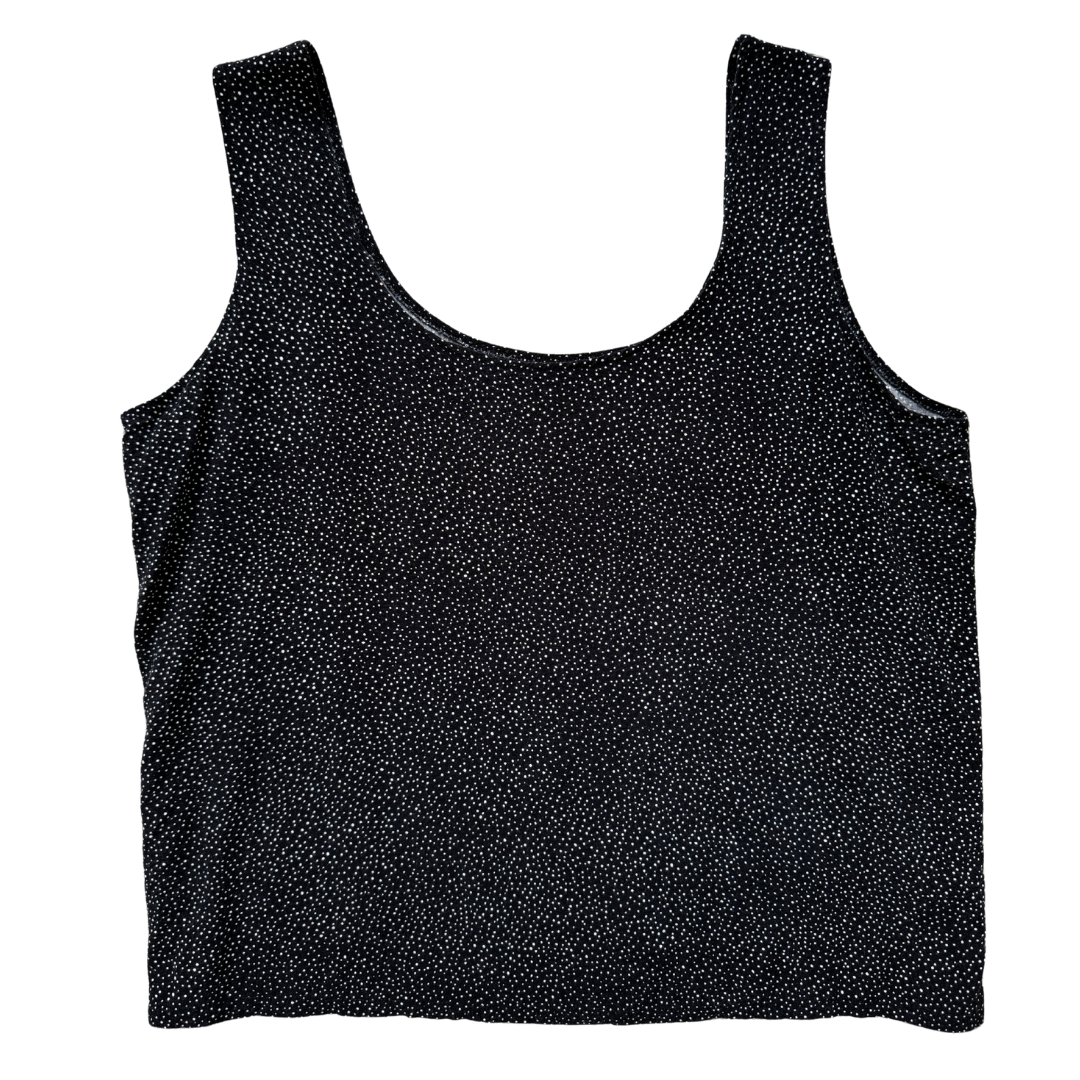 Vintage 80s Black and White Cotton Polka Dot Tank Top | Small-Medium