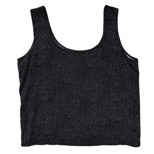 Vintage 80s Black and White Cotton Polka Dot Tank Top | Small-Medium