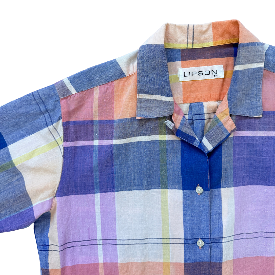 T. Lipson Pastel Plaid Collared Blouse | Medium-Large