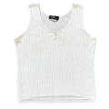 Vintage 90s Y2K Truly Classes White Knit Henley Tank Top | Medium