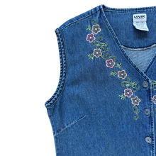 Load image into Gallery viewer, Unik Fashions Denim Floral Embroidered Blouse | Small-Medium
