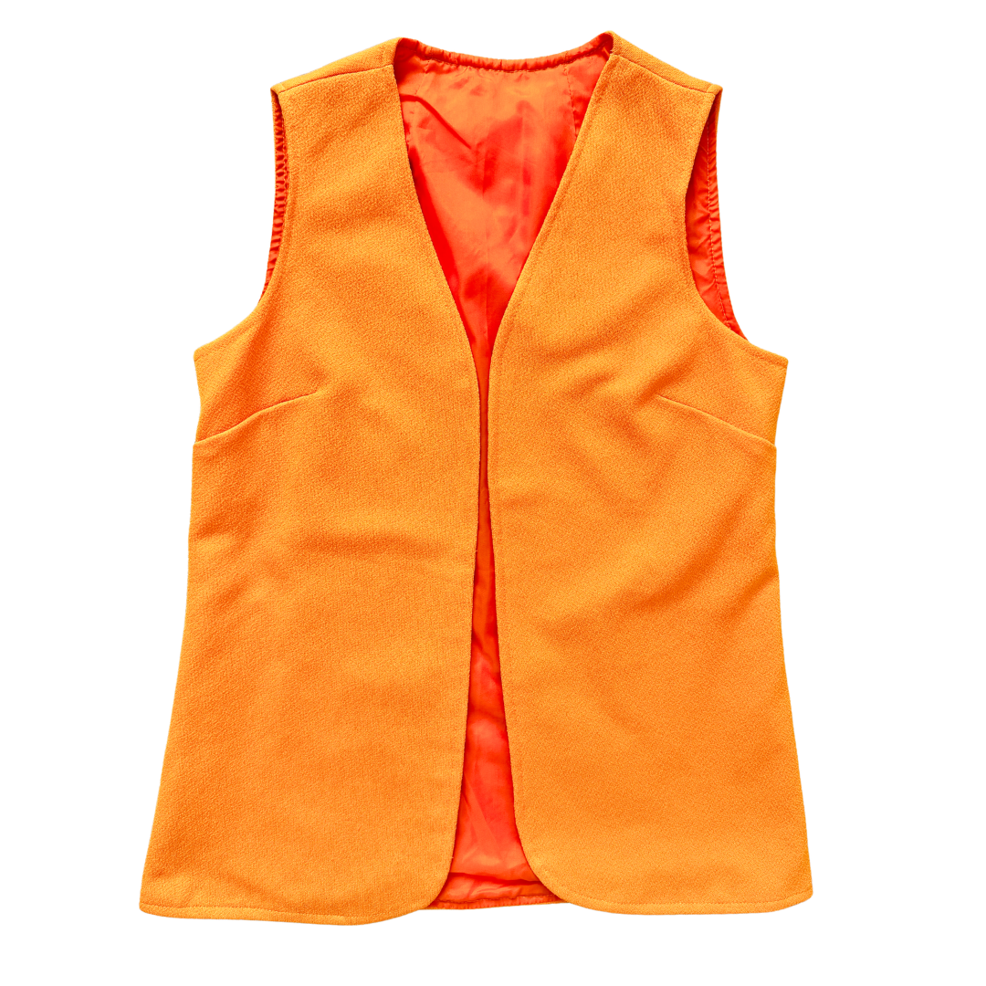 Vintage 70s Neon Orange Fortrel Open Front Vest | Small