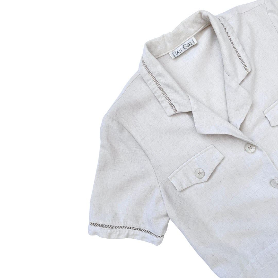 Tall Girl Beige Cotton and Linen Maxi Shirtdress | Medium