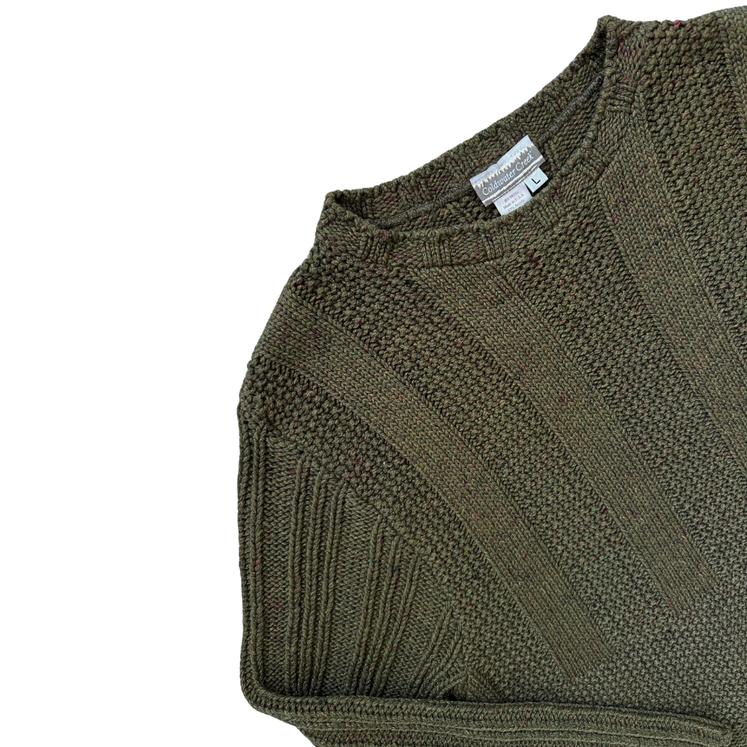 Coldwater Creek Olive Chunky Knit Sweater | Large