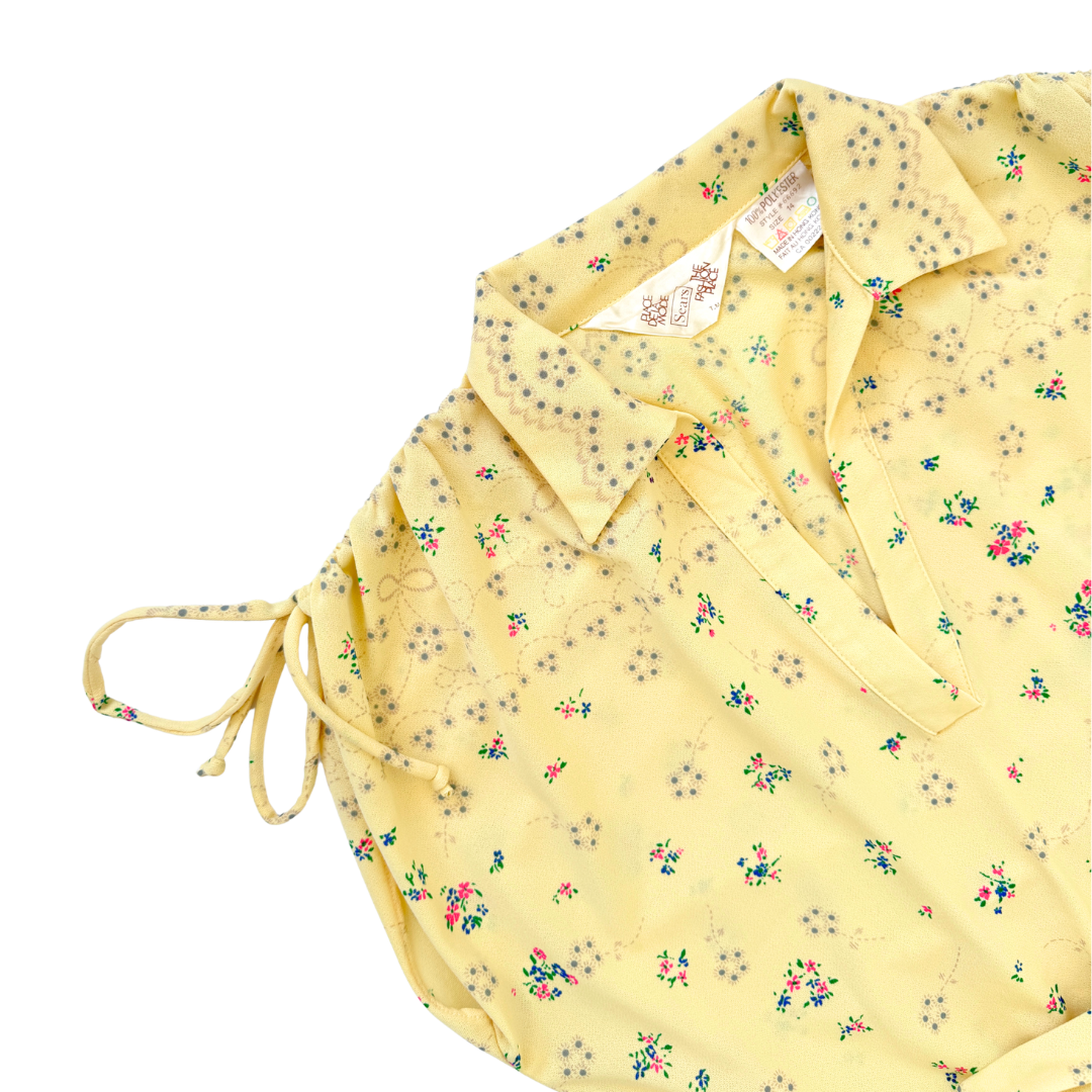 Sears Yellow Floral Tie-Shoulder Midi Dress | Medium / Large