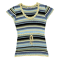 Vintage 90s Y2K Jessica Sport Striped Short Sleeve Tie-Waist Knit Blouse | Small