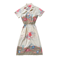 Vintage 80s Seascapes Collared Midi Dress | Small