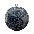 Genuine Vintage Signed Denny Dixon Haida Eagle Argillite Disc Pendant 1993