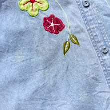 Load image into Gallery viewer, Passion Denim Shirt With Bright Floral Appliqué | Extra-Large
