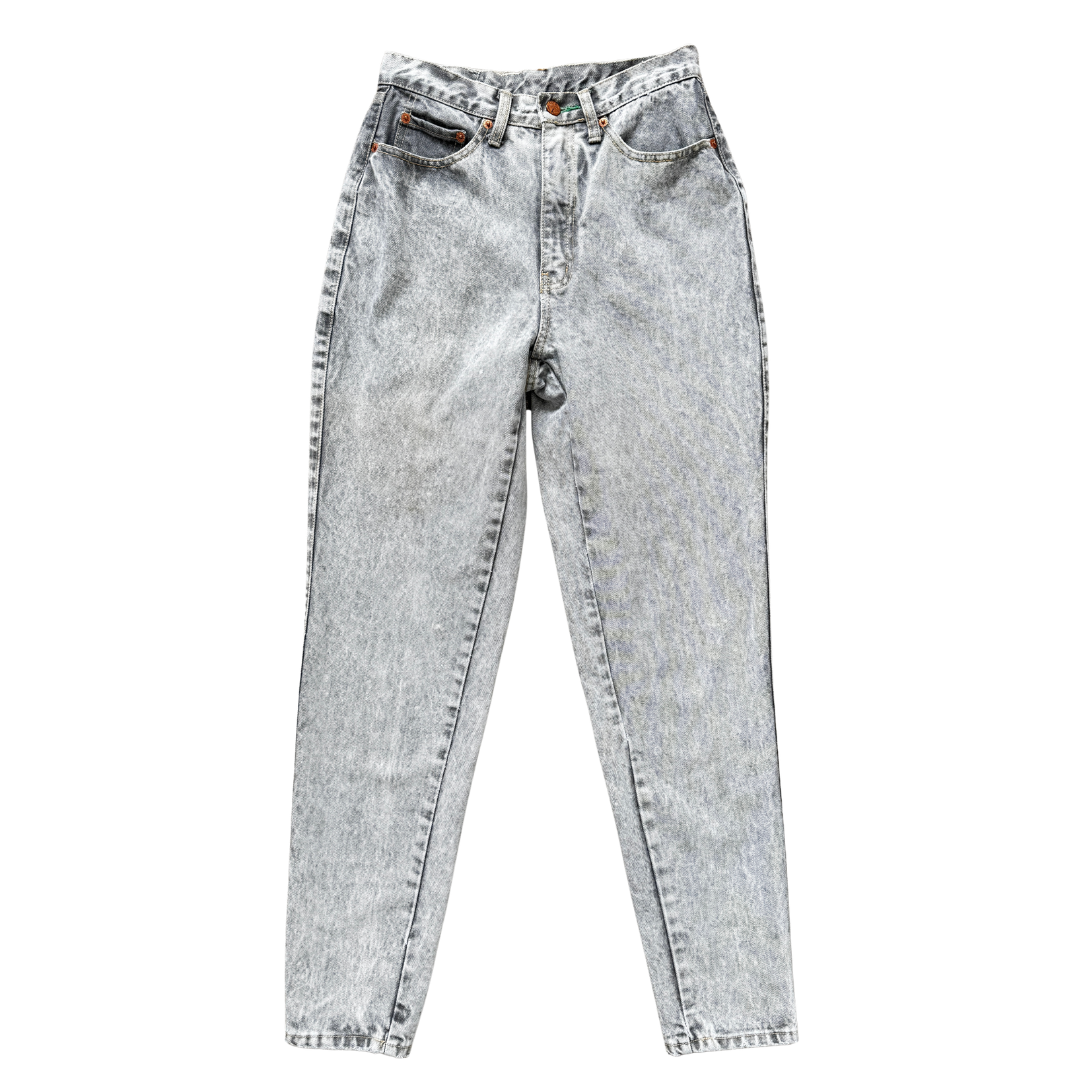 Vintage 80s Code Bleu Grey Straight Leg Acid Wash Jeans | 26