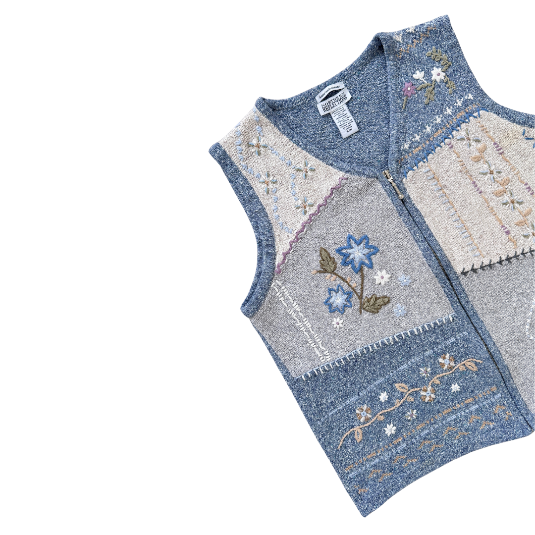 Northern Reflections Floral Embroidered Vest | Medium