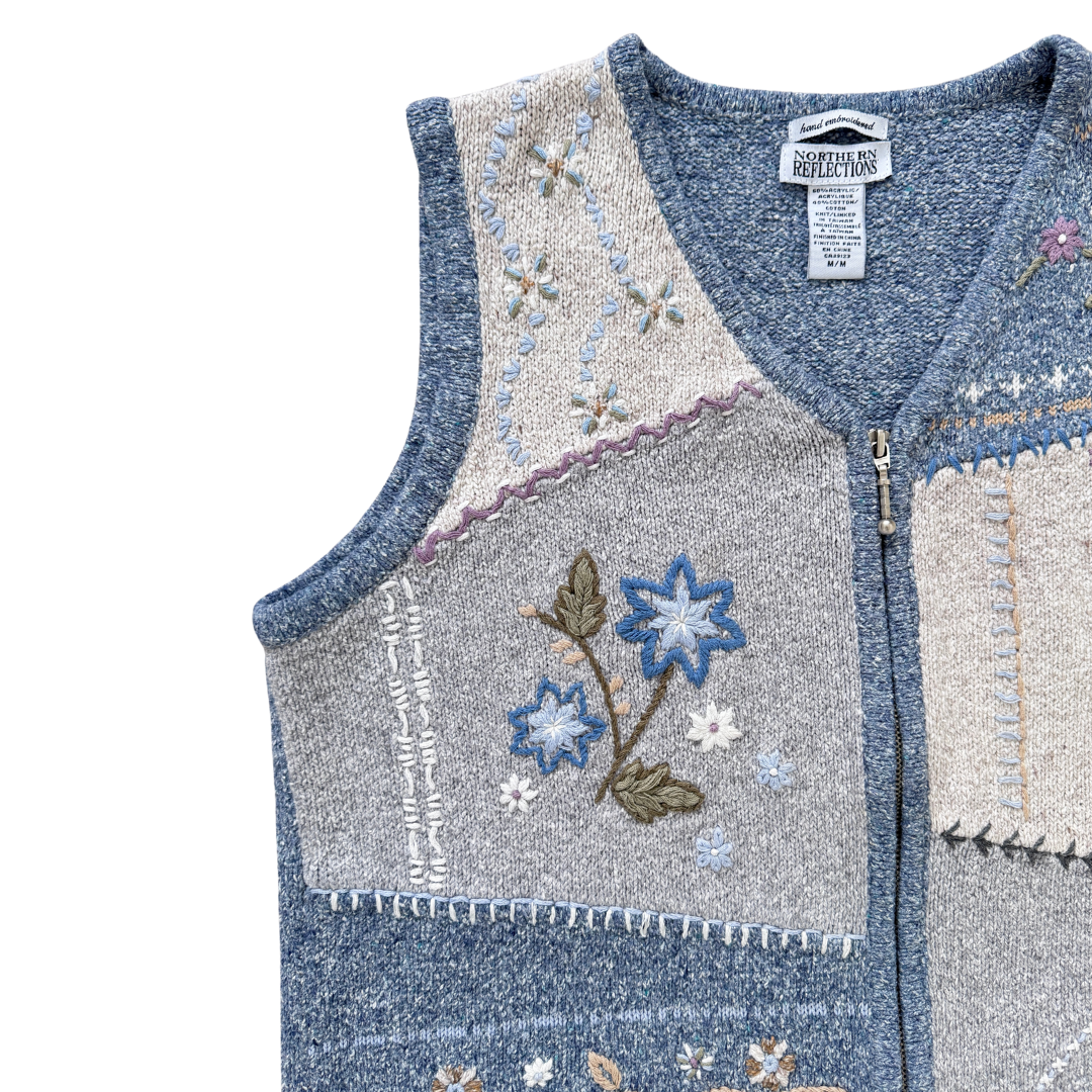 Northern Reflections Floral Embroidered Vest | Medium
