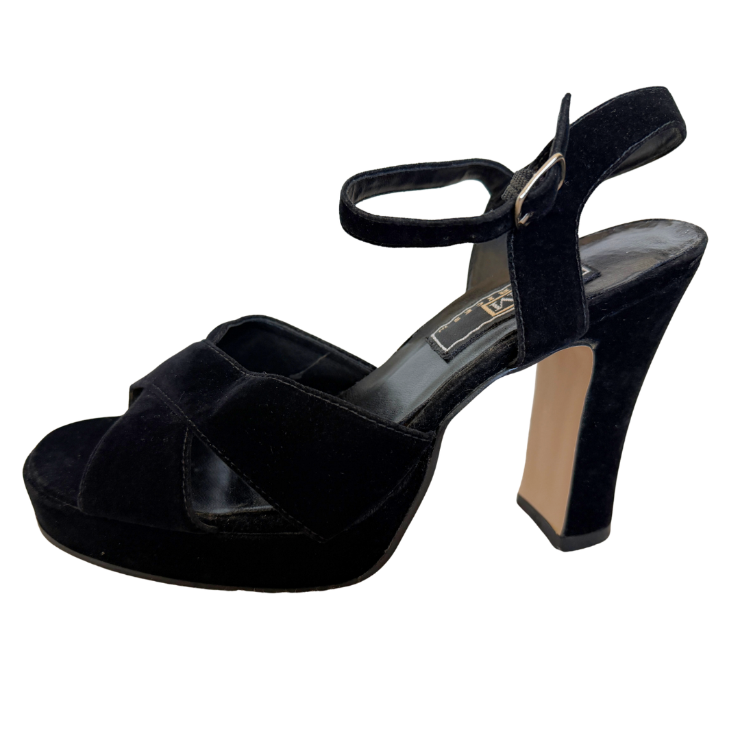 Maurices Black Velvet High Heeled Sandals | 8