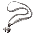 Joe Delgarito Sterling Silver Navajo Lightening Bear Pendant Necklace