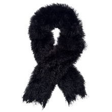 Load image into Gallery viewer, Vintage Fuzzy Black Feathered Long Scarf
