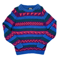 Vintage Blue, Orange, Purple and Green Abstract Print Wool Sweater | Large / Extra-Large