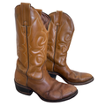 Vintage 1990s Neolite Tan Brown Leather Embroidered Cowboy Boots | Men's 6/12 - Women's 8