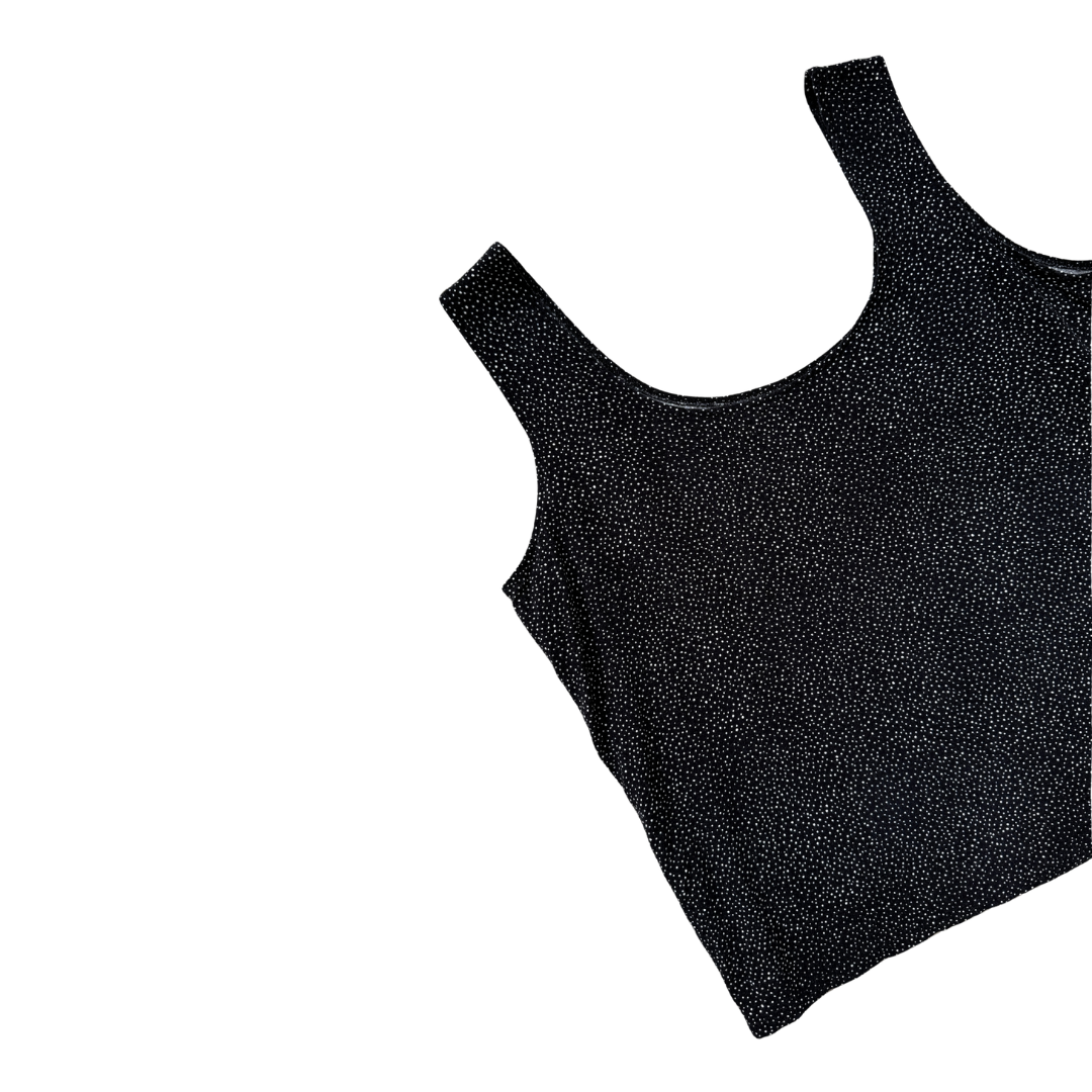 Black and White Cotton Polka Dot Tank Top | Small-Medium