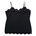 Vintage Y2K Fashion Avenue Black Lace Trim Tank Top | Extra-Large
