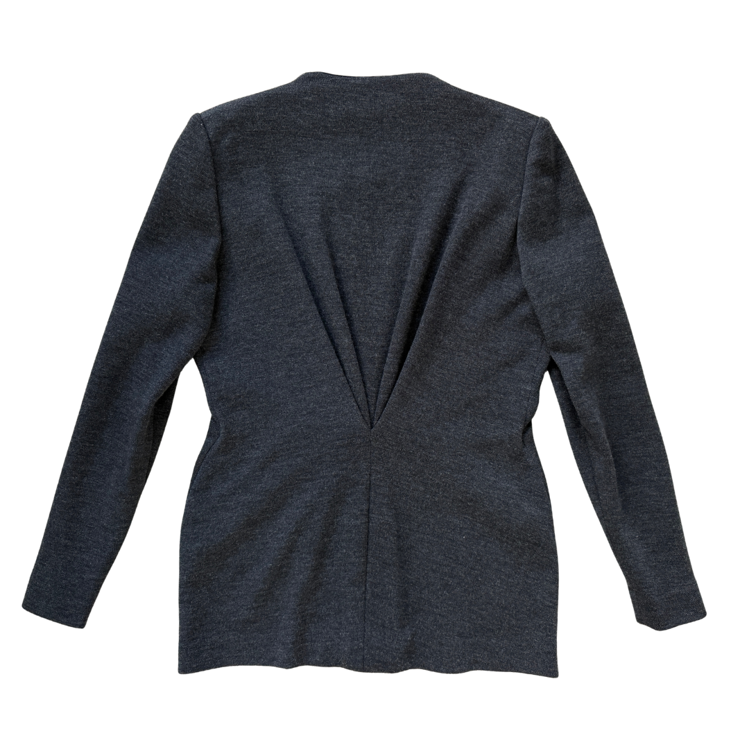 Donna Karan Dark Grey Marled Wool Blazer | 10 (Medium-Large)