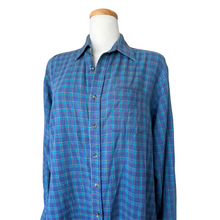 Load image into Gallery viewer, Men&#39;s Teal Plaid Cotton Button Down Shirt | Medium
